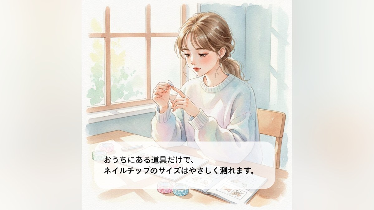 おうちにある道具だけで、ネイルチップのサイズをやさしく測る